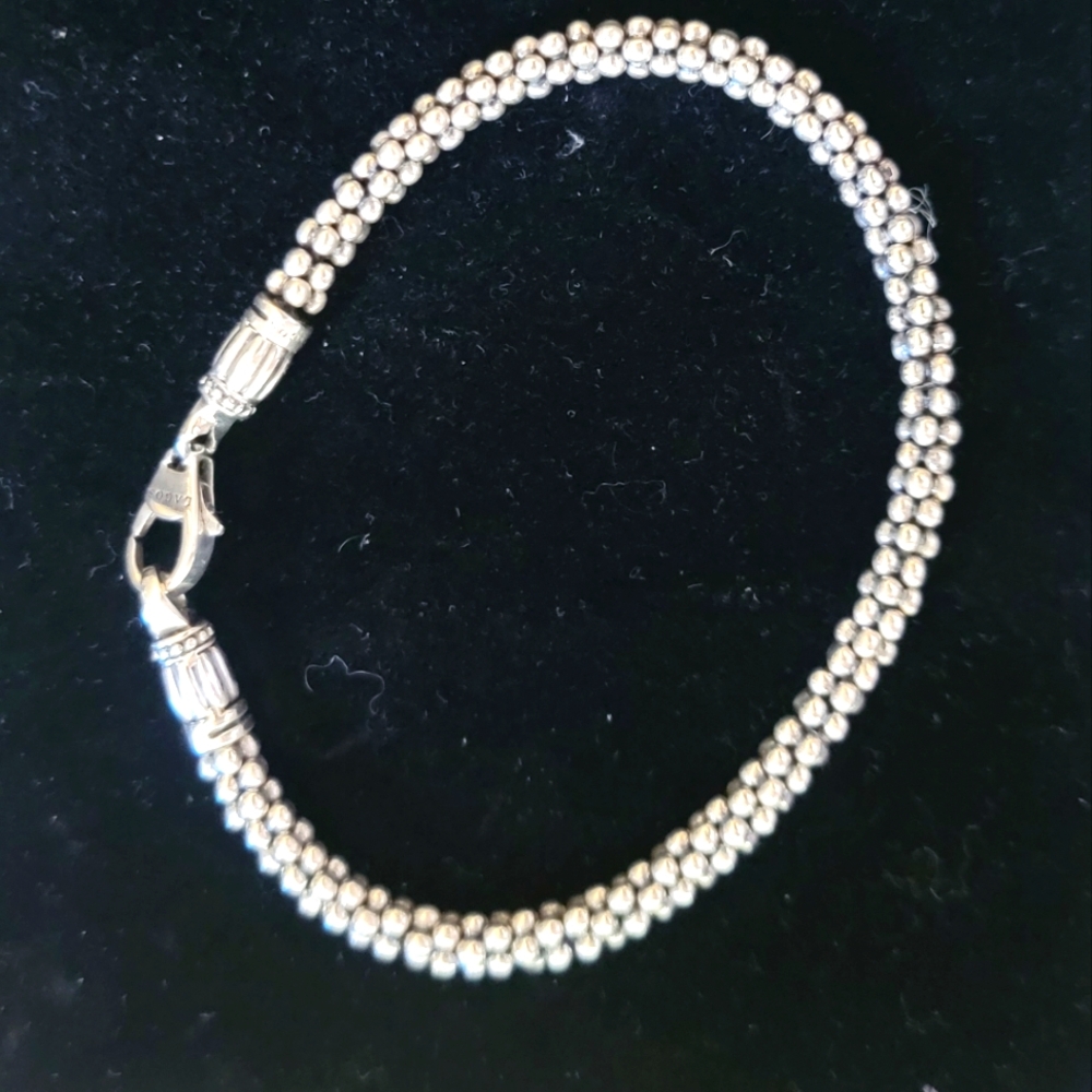 Lagos caviar sterling silver bracelet, 5.5.inches
